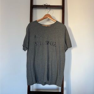 Gray Graphic T-Shirt “Nope Still Single”